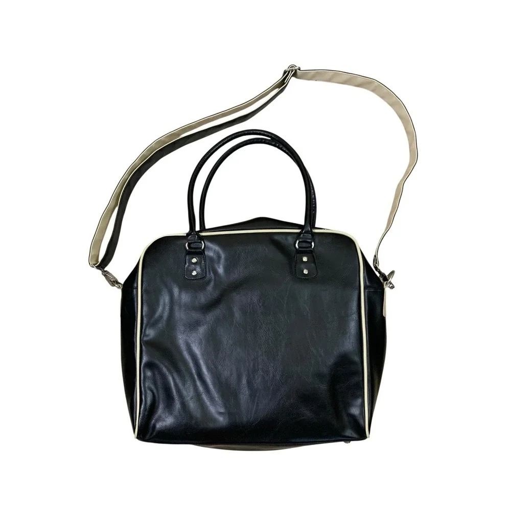 Ben Sherman Black Cream Retro Messenger Bag Y2K Travel Weekender Crossbody